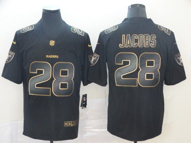 Men Oakland Raiders 28 Jacobs Nike Vapor Limited Black Golden NFL Jerseys